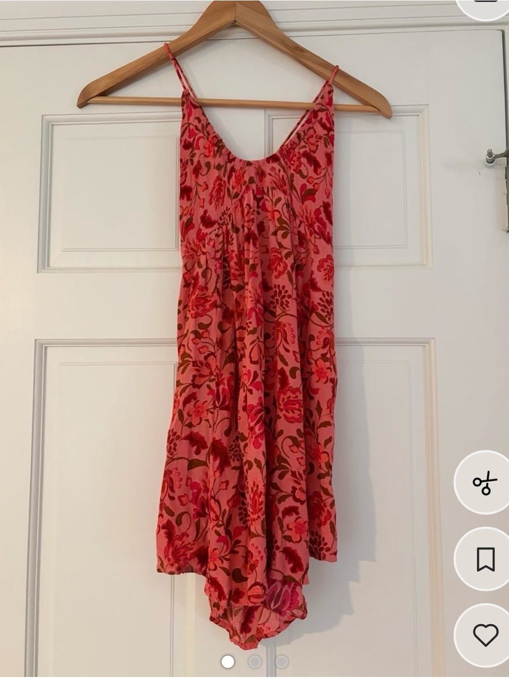 Free People Pink Floral Camisole Slip Top with Adjustable Spaghetti Straps